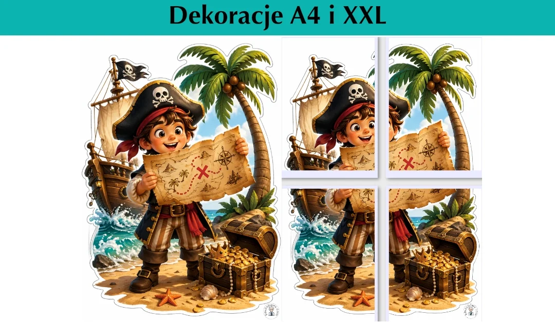 Dekoracje A4 i XXL: Pirat z mapą