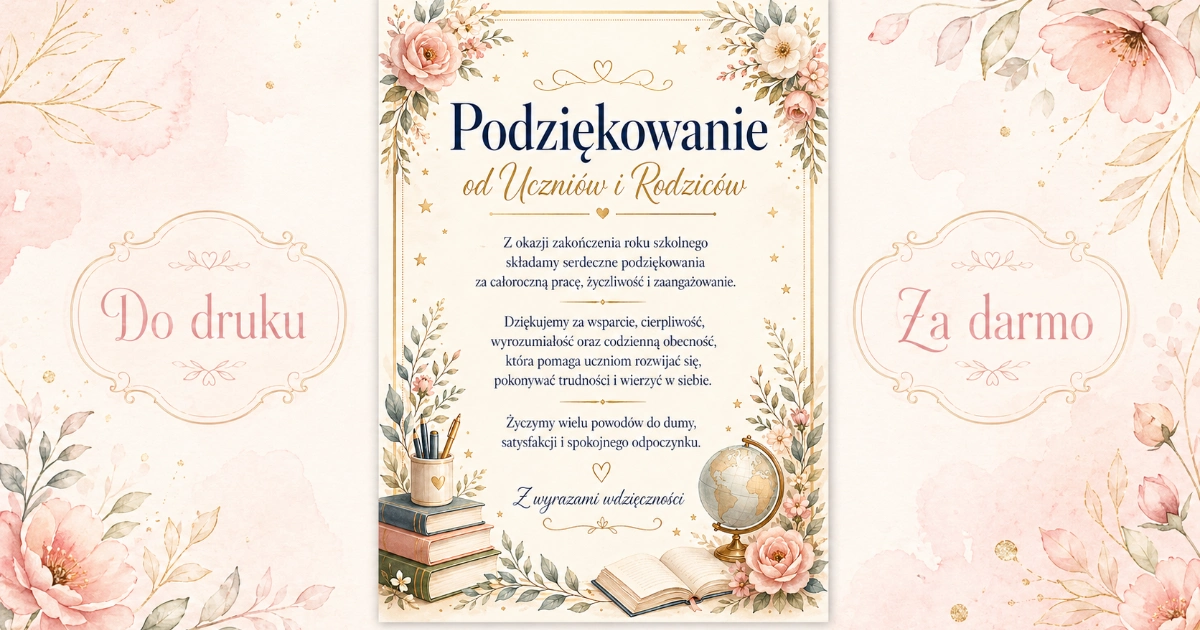 Podziękowanie od Uczniów i Rodziców