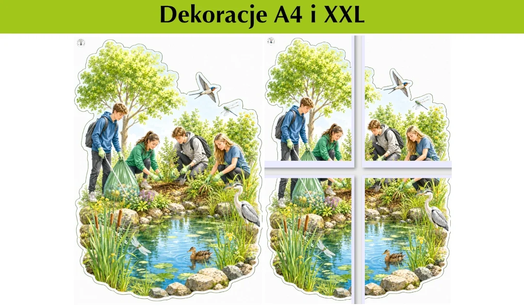 Dekoracje A4 i XXL: Odnawiamy przyrodę nad stawem