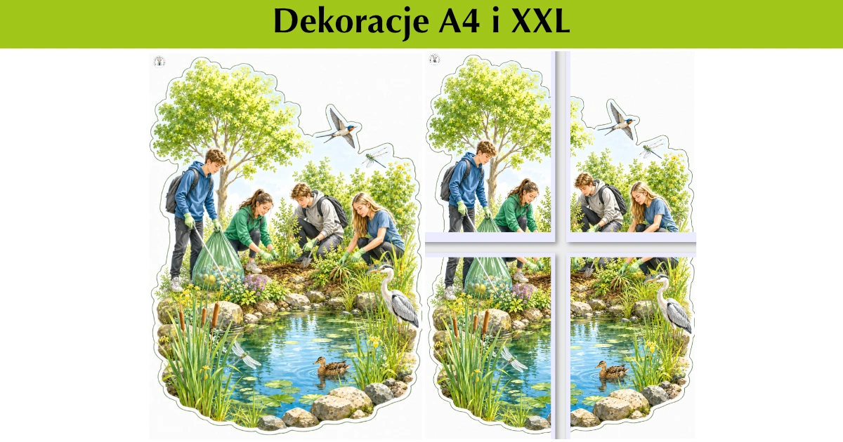 Dekoracje A4 i XXL: Odnawiamy przyrodę nad stawem