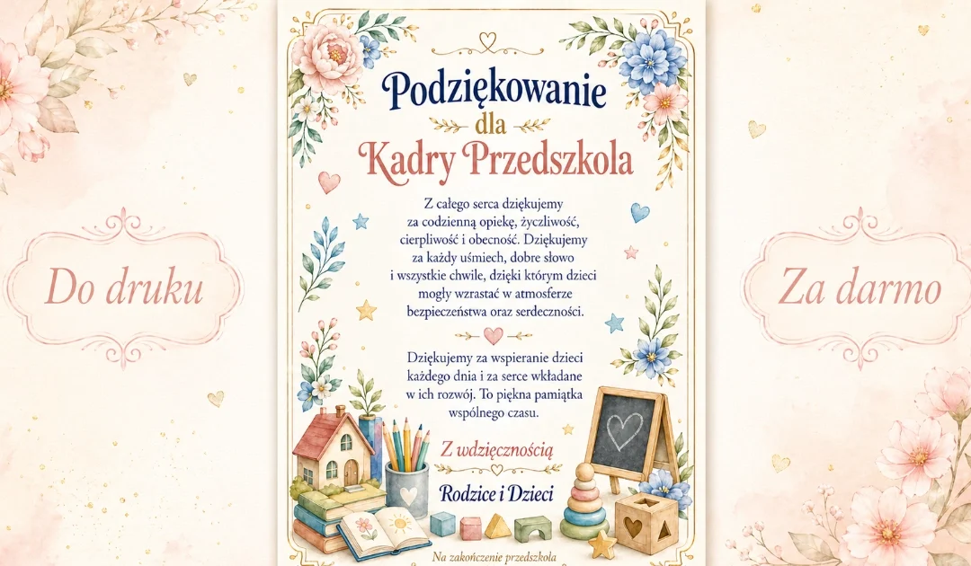 Podziękowanie dla Kadry Przedszkola (na pożegnanie przedszkola)