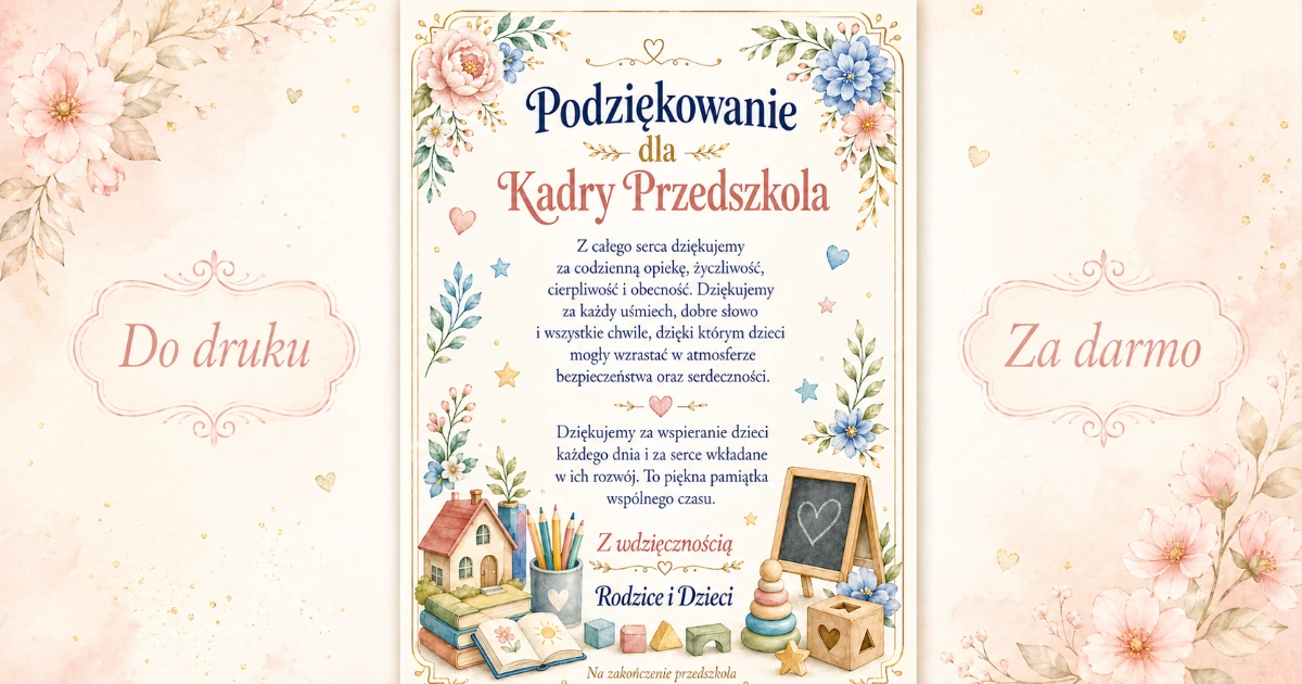 Podziękowanie dla Kadry Przedszkola