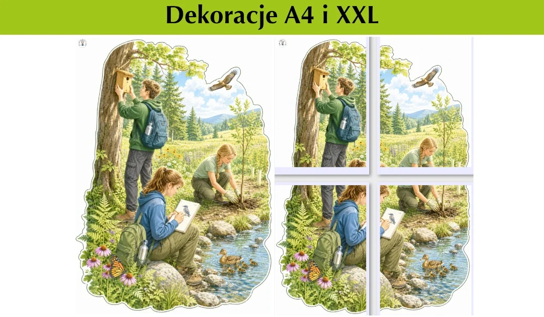 Dekoracje A4 i XXL: Młodzi opiekunowie przyrody