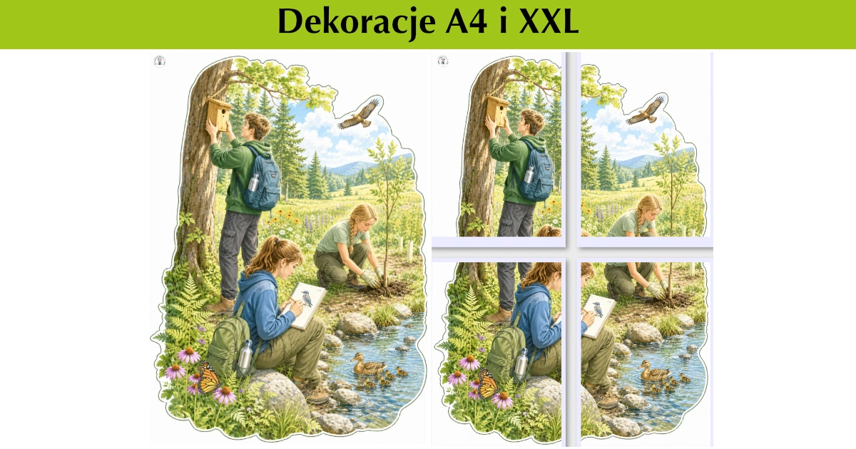 Dekoracje A4 i XXL: Młodzi opiekunowie przyrody