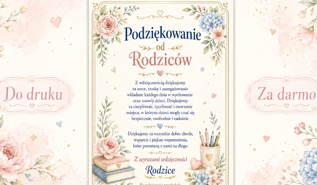 Podziękowanie od Rodziców (na pożegnanie przedszkola)