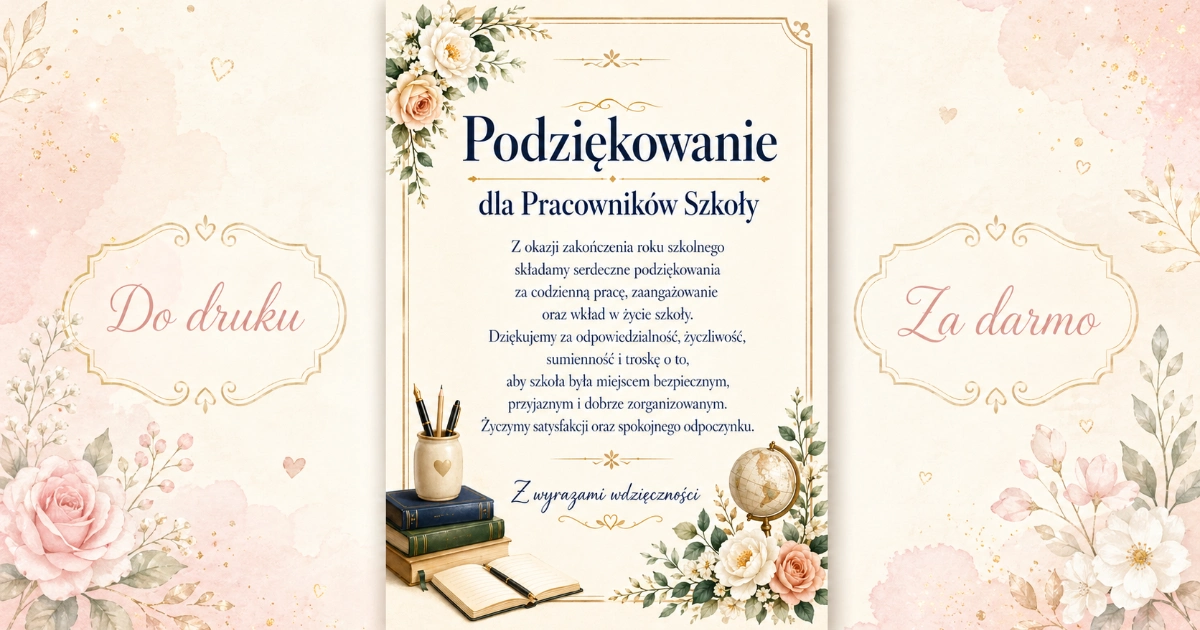 Podziękowanie dla Pracowników Szkoły