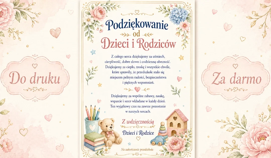 Podziękowanie od Dzieci i Rodziców (na pożegnanie przedszkola)