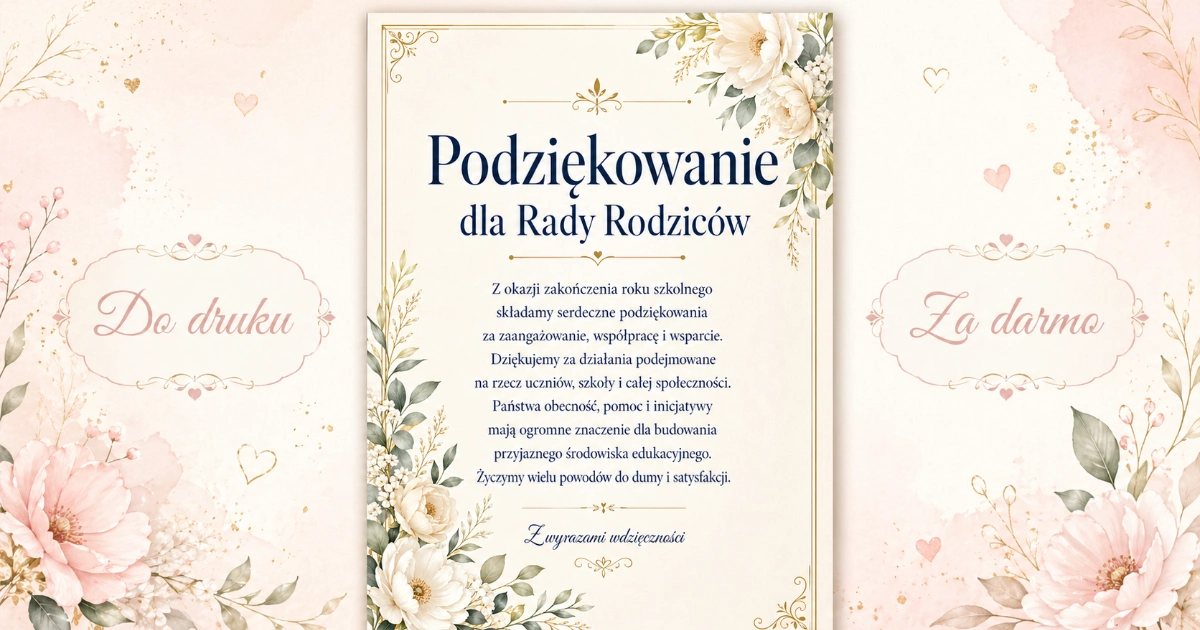 Podziękowanie dla Rady Rodziców