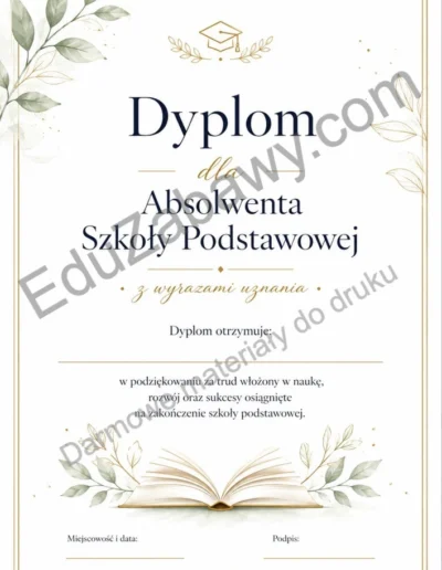 Dyplom dla absolwenta szkoły podstawowej 39