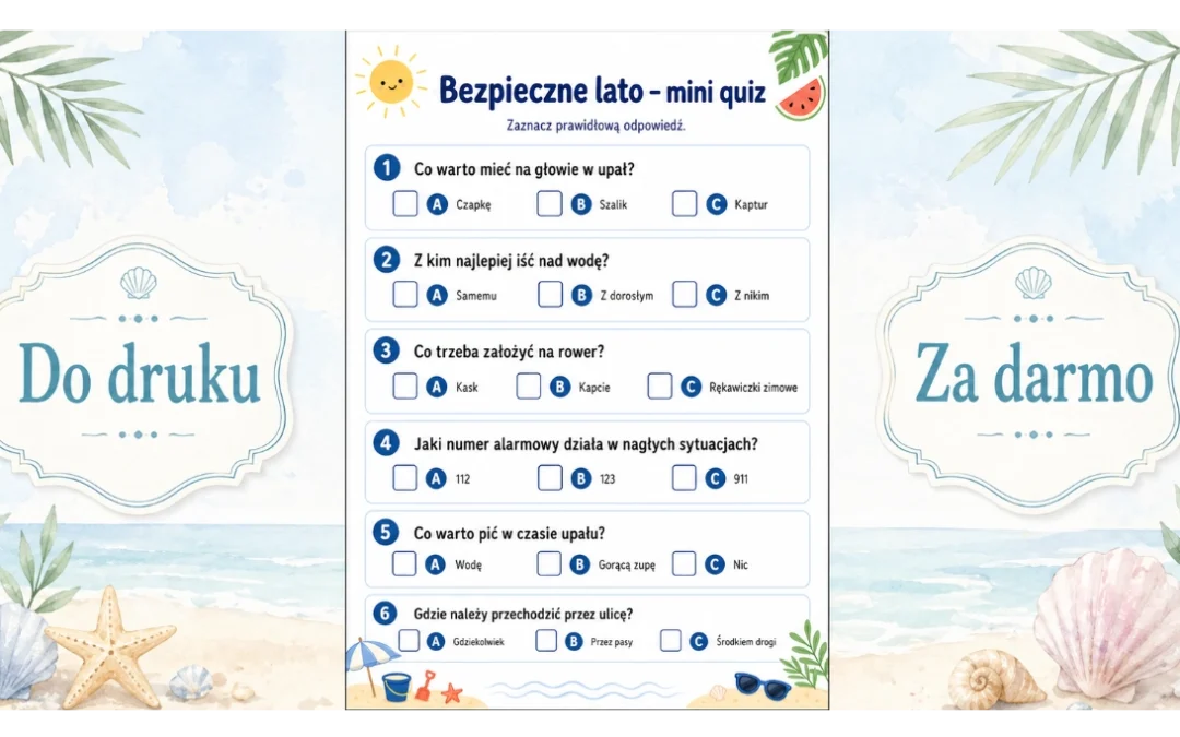 Karta pracy: Bezpieczne lato – mini quiz
