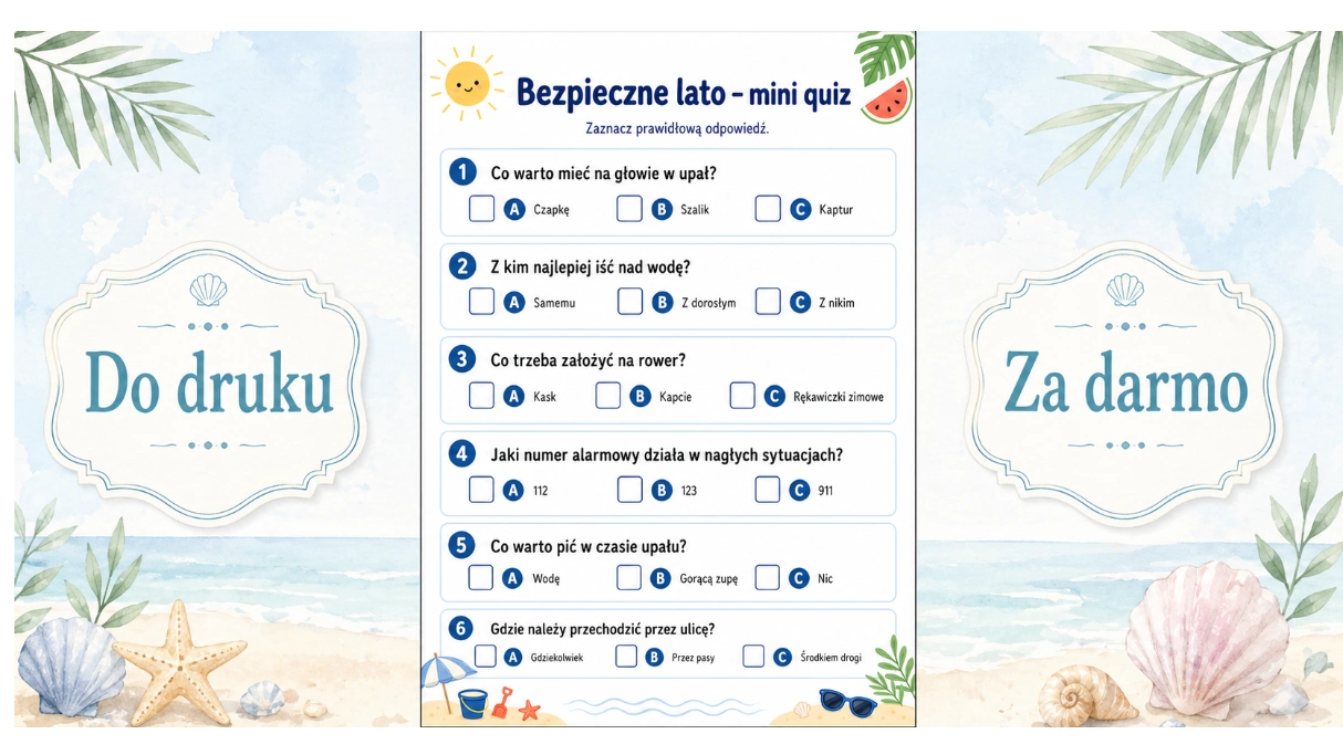 Karta pracy: Bezpieczne lato – mini quiz 38