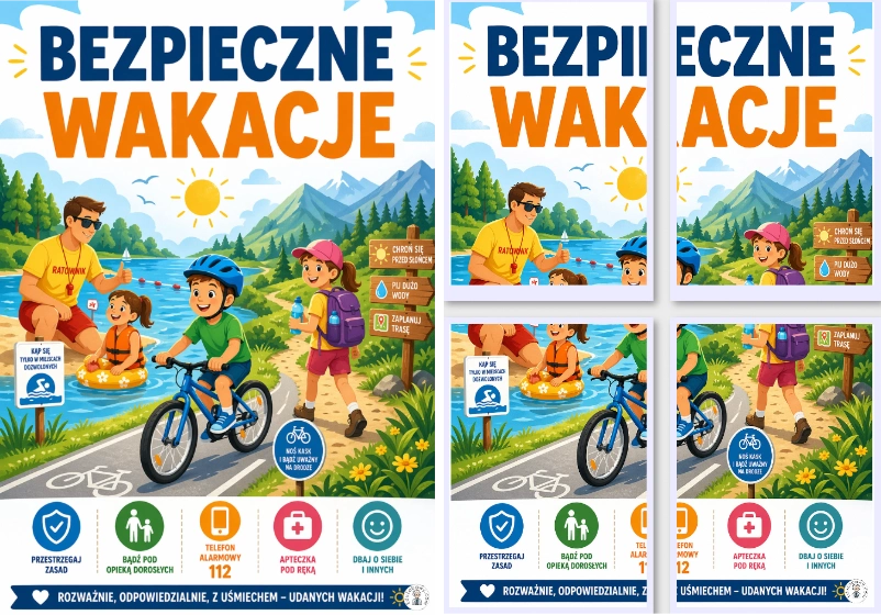 Plakat A4 i XXL: Bezpieczne wakacje