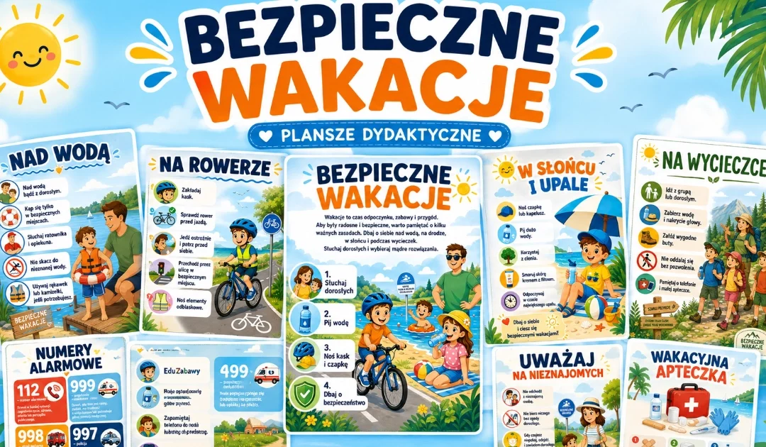 Plansze dydaktyczne: Bezpieczne wakacje