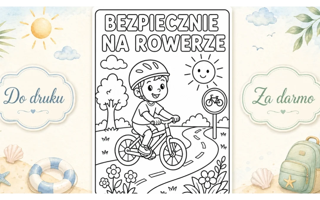 Kolorowanka: Bezpiecznie na rowerze