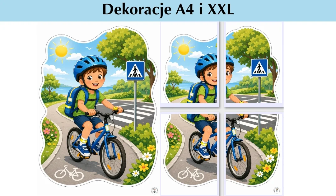 Dekoracje A4 i XXL: Bezpieczny rowerzysta