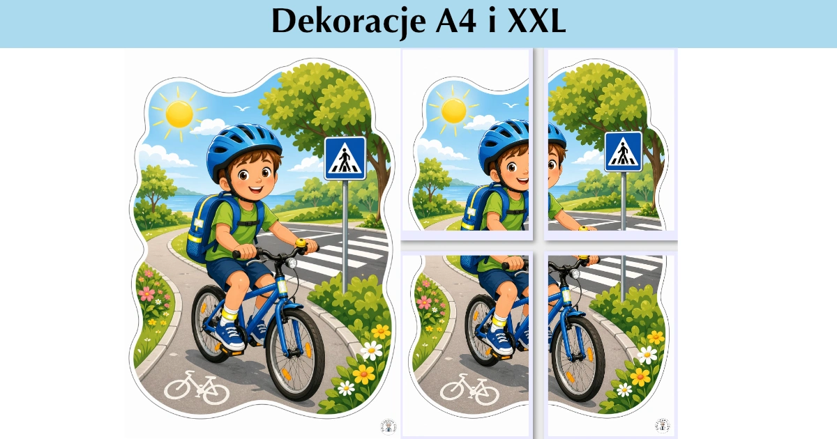 Dekoracje A4 i XXL: Bezpieczny rowerzysta