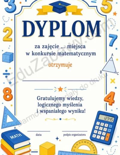 Za zajęcie ... miejsca w konkursie matematycznym 41
