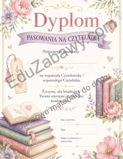 Dyplomy pasowania na czytelnika (pionowe) 41