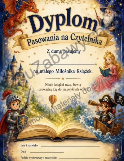 Dyplomy pasowania na czytelnika (pionowe) 40