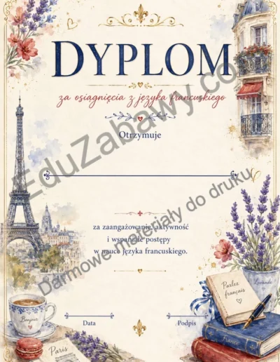 Dyplom za osiągnięcia z języka francuskiego 39