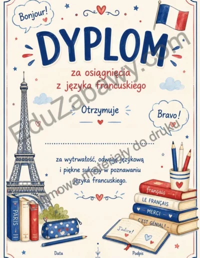 Dyplom za osiągnięcia z języka francuskiego 40