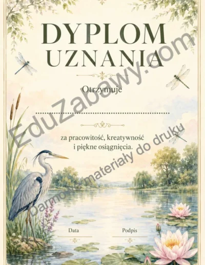 Dyplomy uniwersalne z motywem jeziora 40