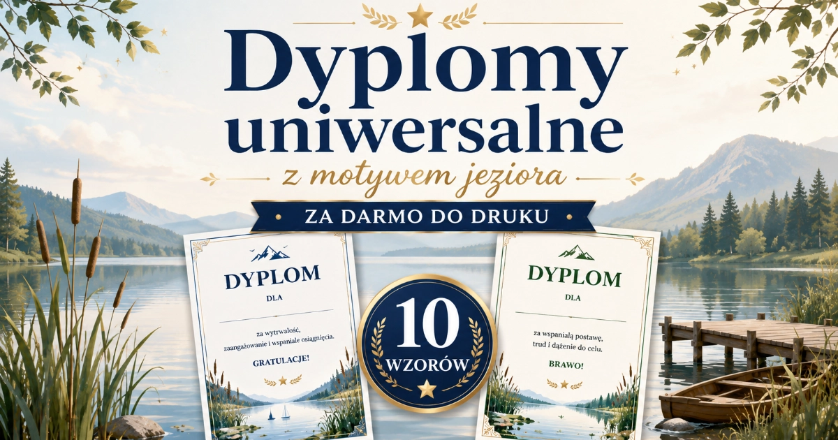Dyplomy uniwersalne z motywem jeziora