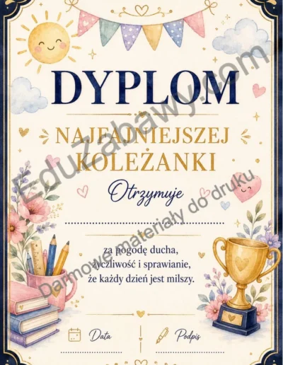 Dyplom najfajniejszej koleżanki 40