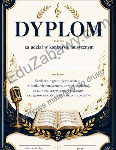 Dyplom za udział w konkursie muzycznym 38