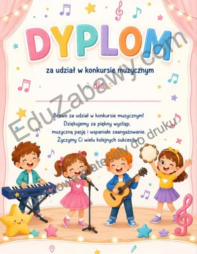Dyplom za udział w konkursie muzycznym 39