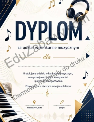 Dyplom za udział w konkursie muzycznym 41