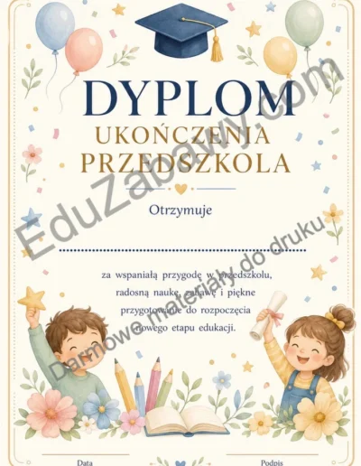 Dyplomy na zakończenie roku przedszkolnego i szkolnego (8 szablonów) 38