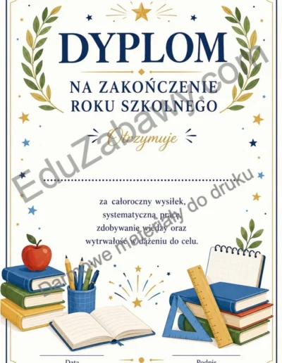 Dyplomy na zakończenie roku przedszkolnego i szkolnego (8 szablonów) 41