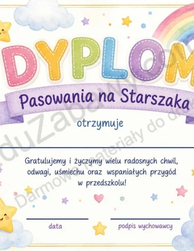 Dyplomy pasowania na starszaka (poziome) 38