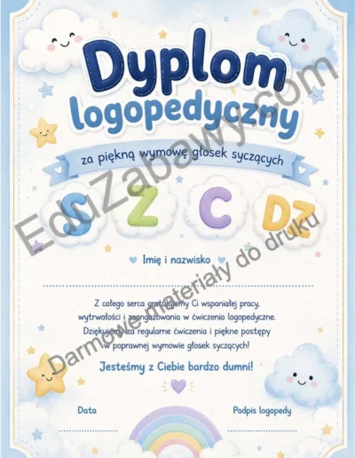 Dyplomy za wymowę głosek syczących 38