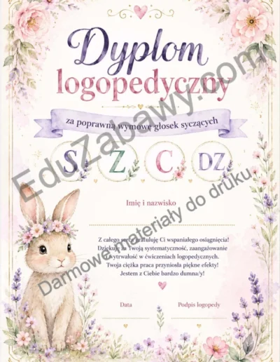 Dyplomy za wymowę głosek syczących 40