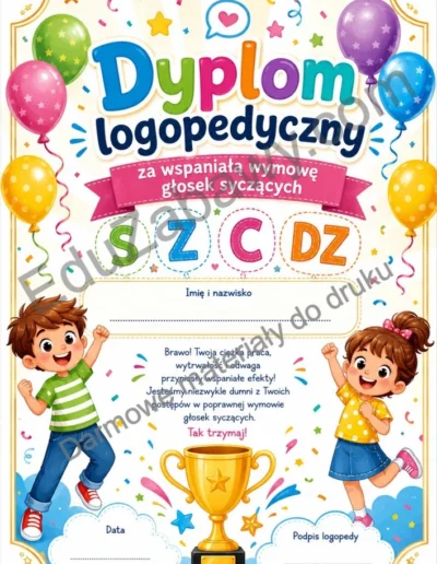 Dyplomy za wymowę głosek syczących 39