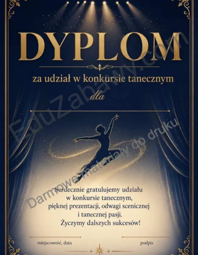 Dyplom za udział w konkursie tanecznym 38