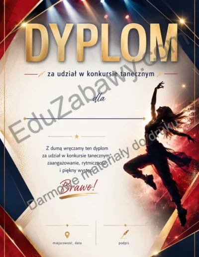 Dyplom za udział w konkursie tanecznym 41