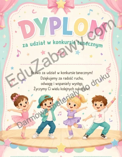 Dyplom za udział w konkursie tanecznym 40