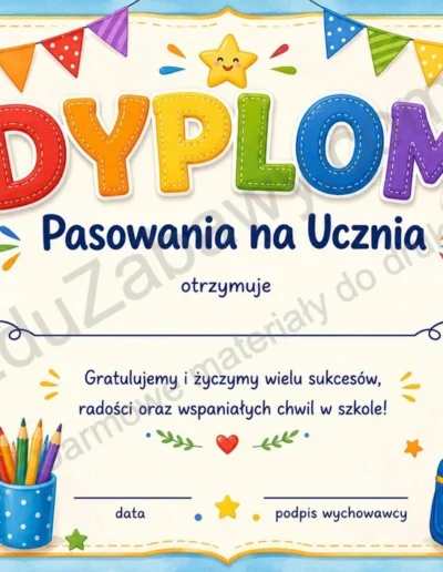 Dyplomy pasowania na ucznia (poziome) 38