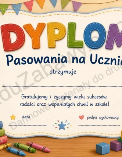 Dyplomy pasowania na ucznia (poziome) 40
