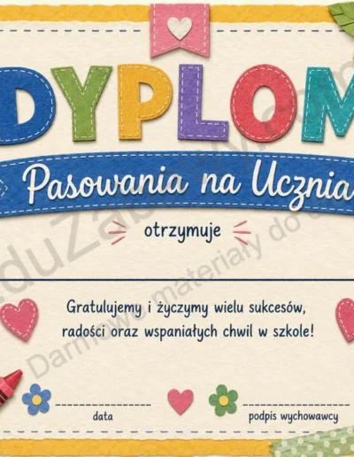 Dyplomy pasowania na ucznia (poziome) 39