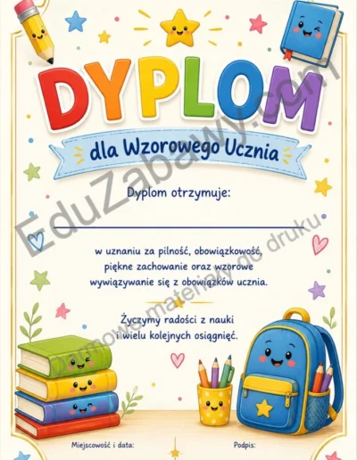 Dyplom dla wzorowego, bardzo dobrego ucznia 41