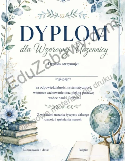 Dyplom dla wzorowego, bardzo dobrego ucznia 40