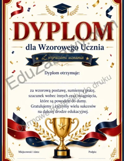 Dyplom dla wzorowego, bardzo dobrego ucznia 39