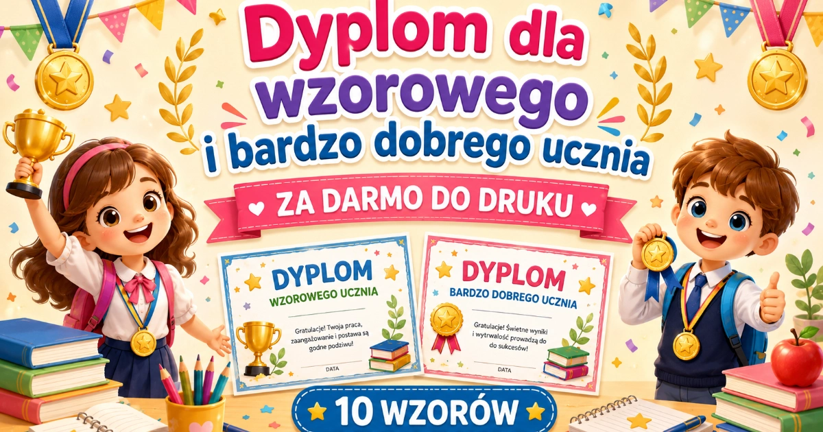 Dyplom dla wzorowego, bardzo dobrego ucznia