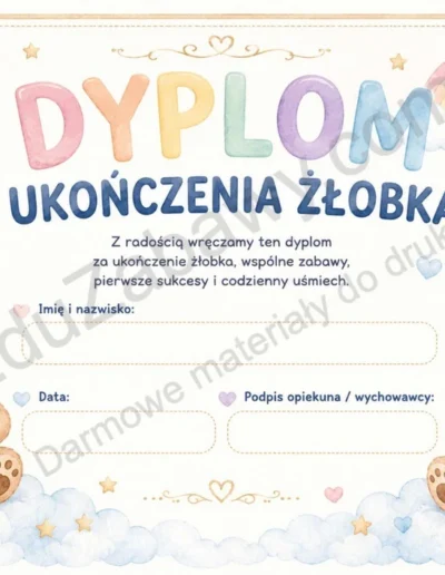 Dyplomy ukończenia żłobka (poziome) 38