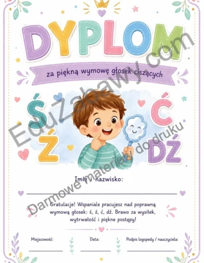 Dyplomy za wymowę głosek ciszących 38