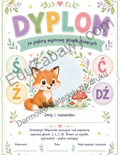 Dyplomy za wymowę głosek ciszących 41
